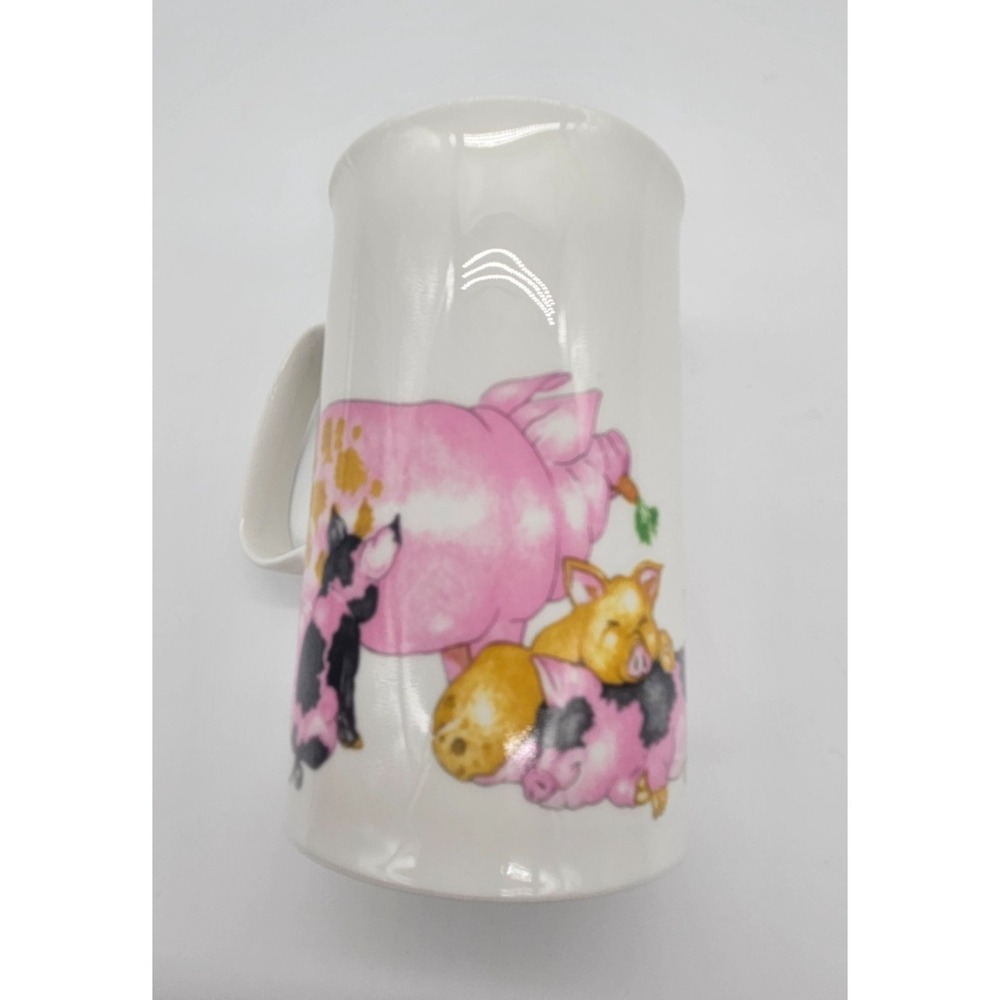Cute Pig Family Mug White Porcelain Coffee Tea Cup Adorable Farm Animal Design - Picture 12 of 14